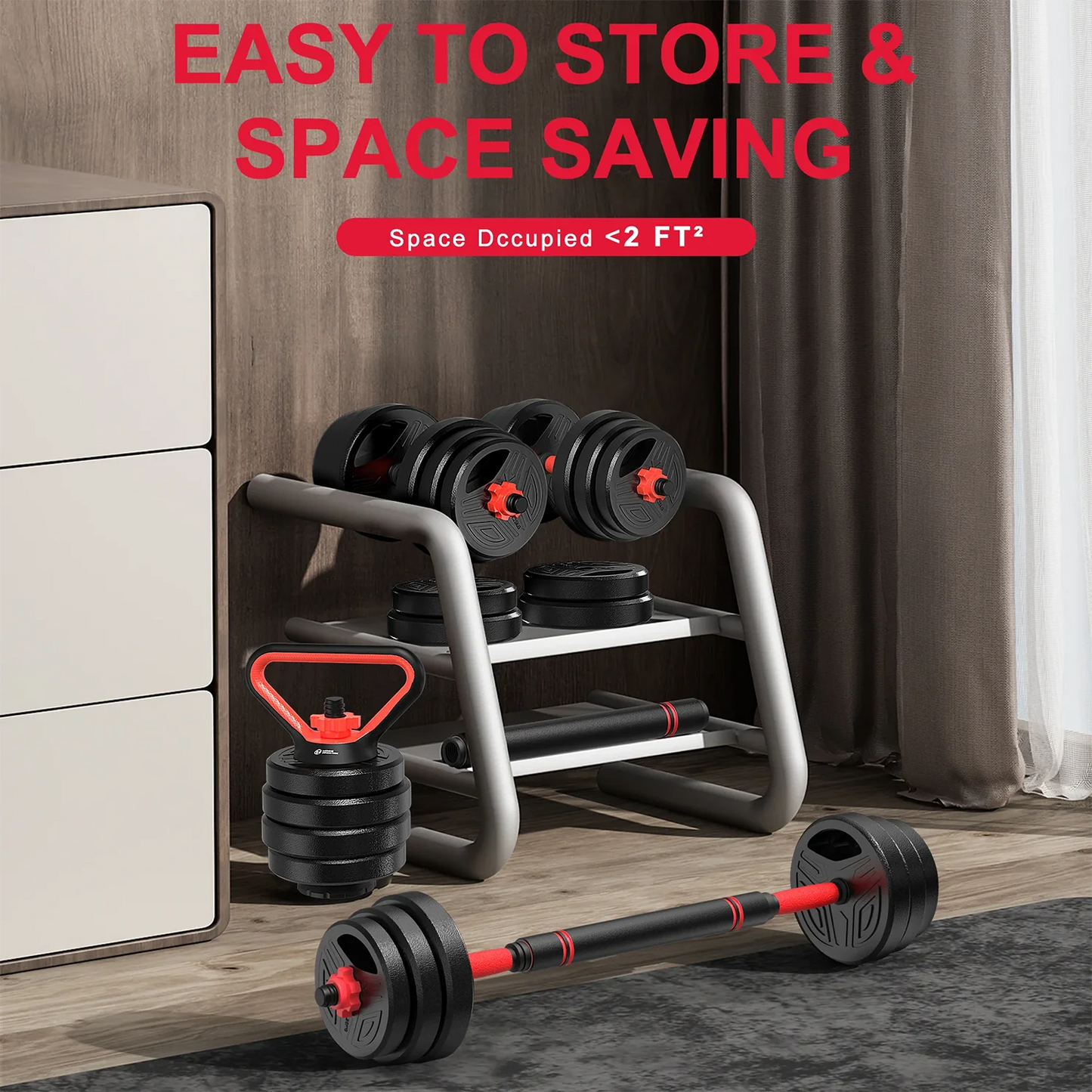 Adjustable 20kg Dumbbell & Barbell Set