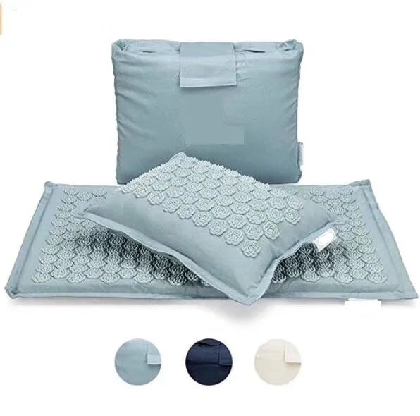 Spike Mat Acupressure Mat, Massage Mat Acupuncture Pillow Set Yoga Mat Needle Relieve Back, Neck and Sciatic Pain, Relax Muscles
