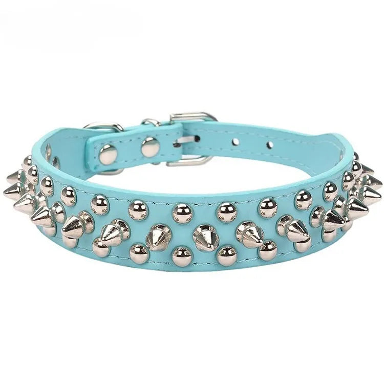 Adjustable Leather Pet Dog collar Neck Strap Supplies PU Leather Punk Rivet Spiked Dog Collar Pet Collars For Small Dog Cat - PrimeNest