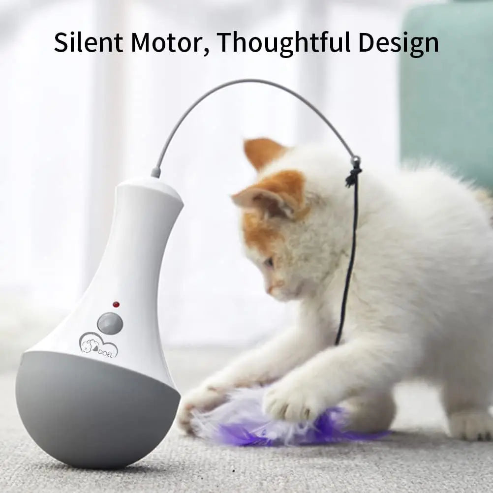 DOEL Cat Interactive Toys Funny Feather Kitten Teaser Indoor Play Automatic Toy Gift Cat Feather Toy - PrimeNest