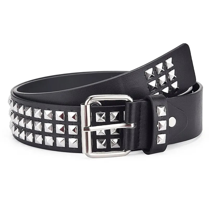 Fashion New Square Bead Rivet Belt Metal Pyramid Belt Men and Women Punk Hardware Jeans Belt Y2K Belt Designer Belt Women's Belt - PrimeNest