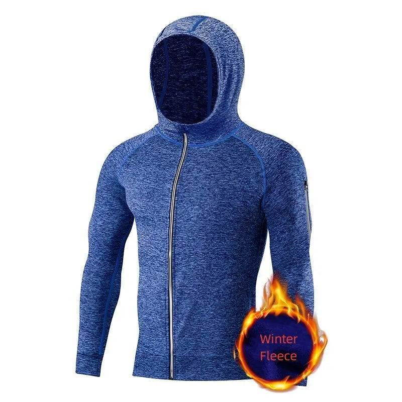Men Fleece Lined Compression Shirt Long Sleeve Thermal Running Gym Fitness Breathable Sports Top-4
