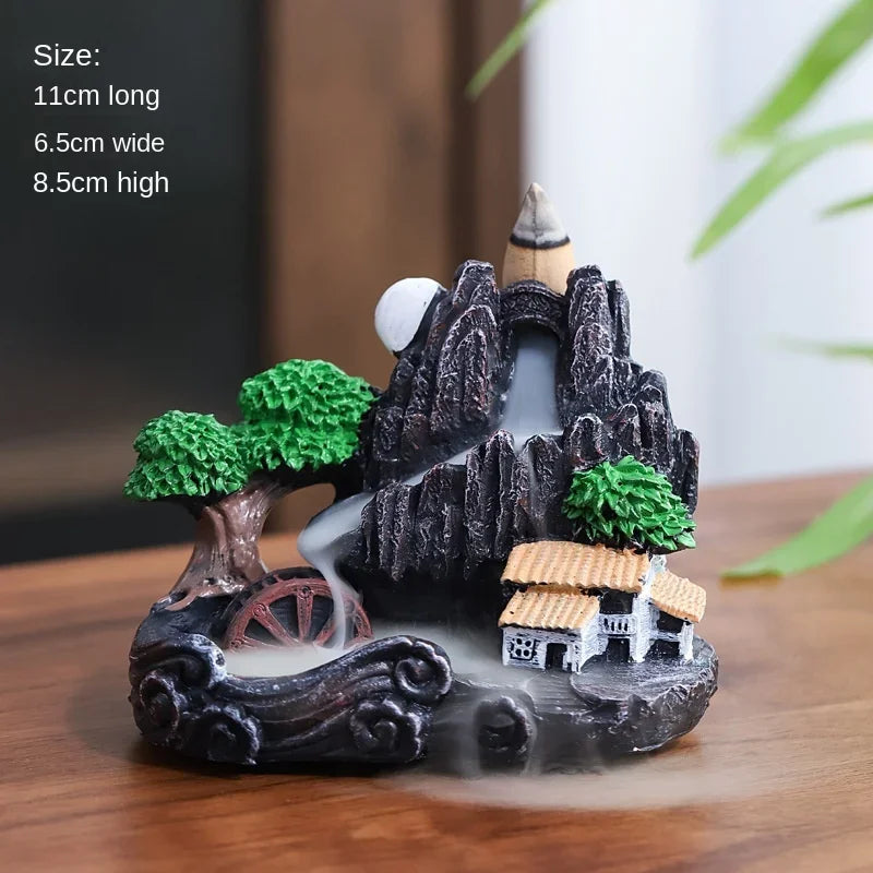 Resin Reflux Incense Burner Tower Sandalwood Decoration Home Indoor Aromatherapy Mosquito Repellent Incense Burner Ornament - PrimeNest