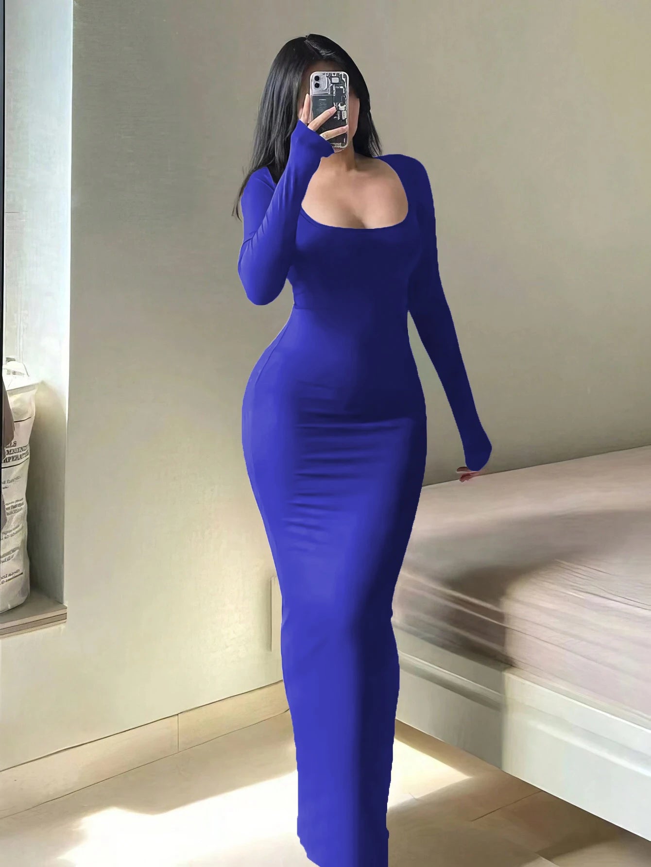 Scoop Neck Bodycon Maxi Dress