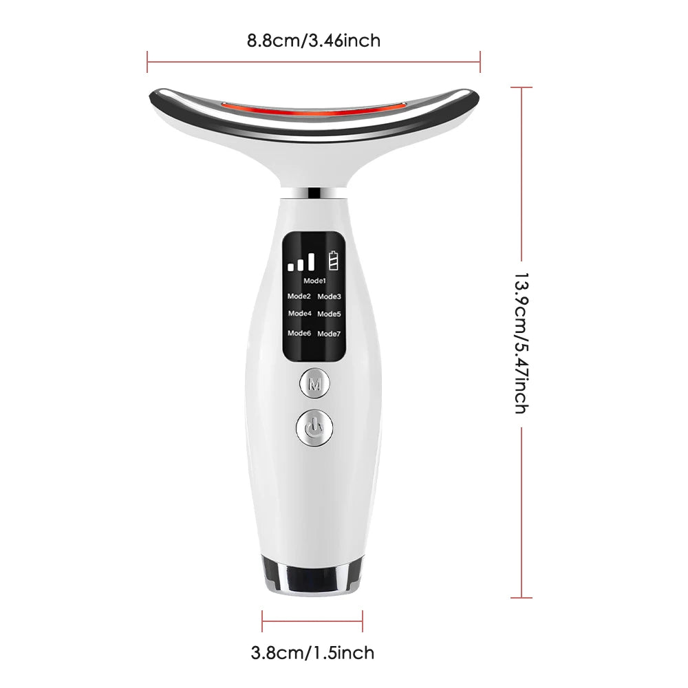 Neck Face Lifting Massager 7 Colors Light LED Photon Therapy Skin Tighten Wrinkle Remove Heating Vibration Massage Beauty Device - PrimeNest