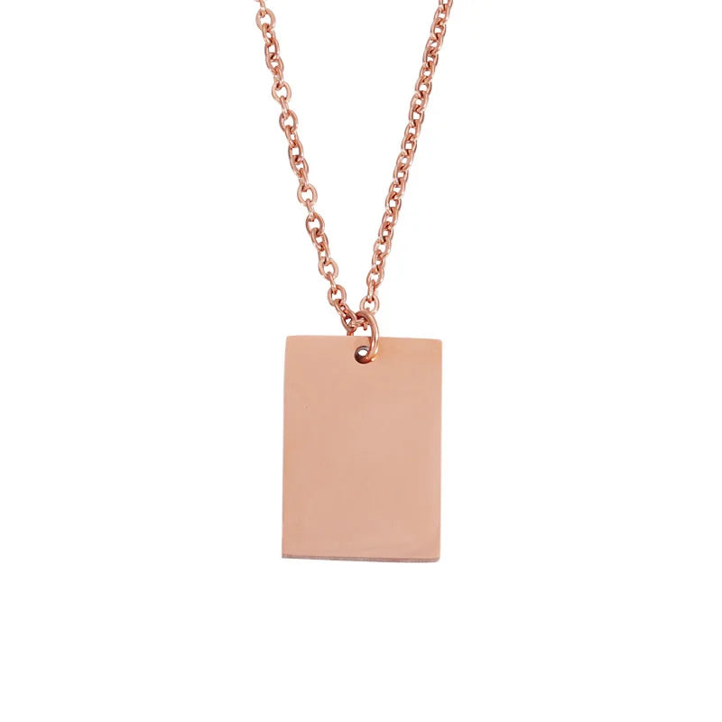 10Pcs 22*15mm Rectangle Pendant Necklace Stainless Steel Cable Chain Necklace For DIY Custom Name Logo Women's Jewelry