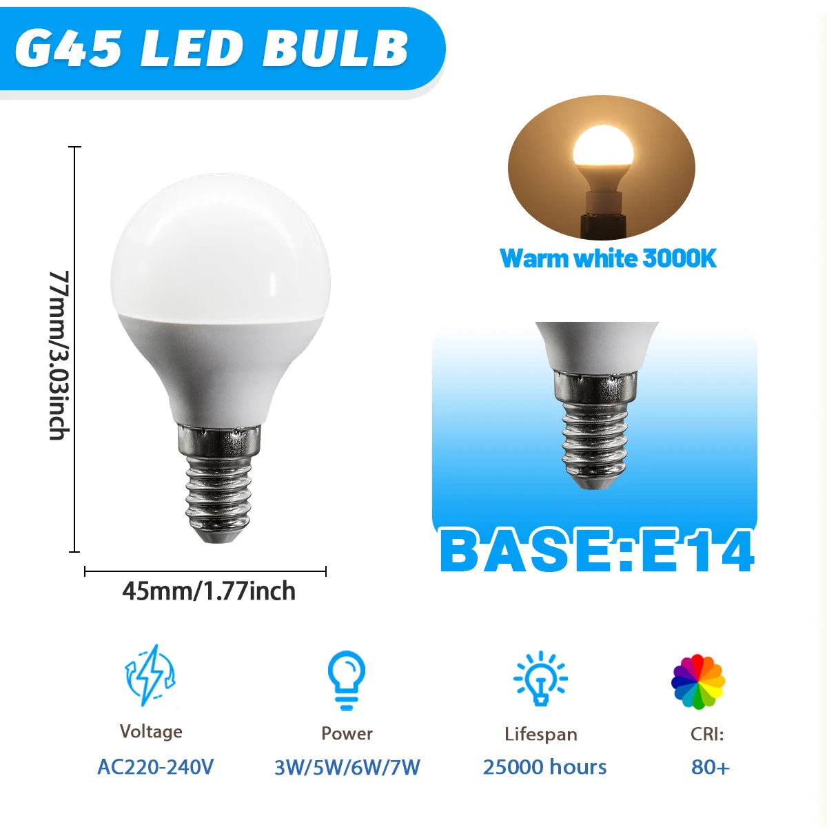 1-12Pack Hight Quality E14 E27 B22 LED Light Bulb AC 220V 240V 3W-7W 80lm/w Mini Bulb Non-Flicker 3000K 4000K 6000K Lampara Led