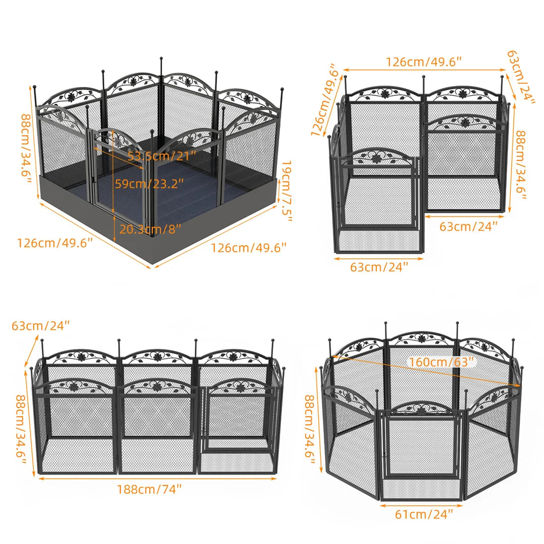 8 Panels DIY Heavy Duty Dog Playpen Pen Outdoor Indoor Dog Puppy Metal Fence with Waterproof Fertility Pad for Whelping,Training - PrimeNest