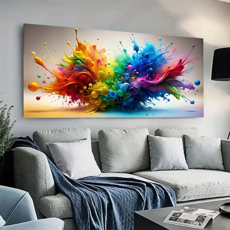 1pc Modern Abstract Splash Canvas Wall Art - 59.99cm x 119.99cm Frameless Vibrant Ink Splash Painting, High-Quality Canvas Pr