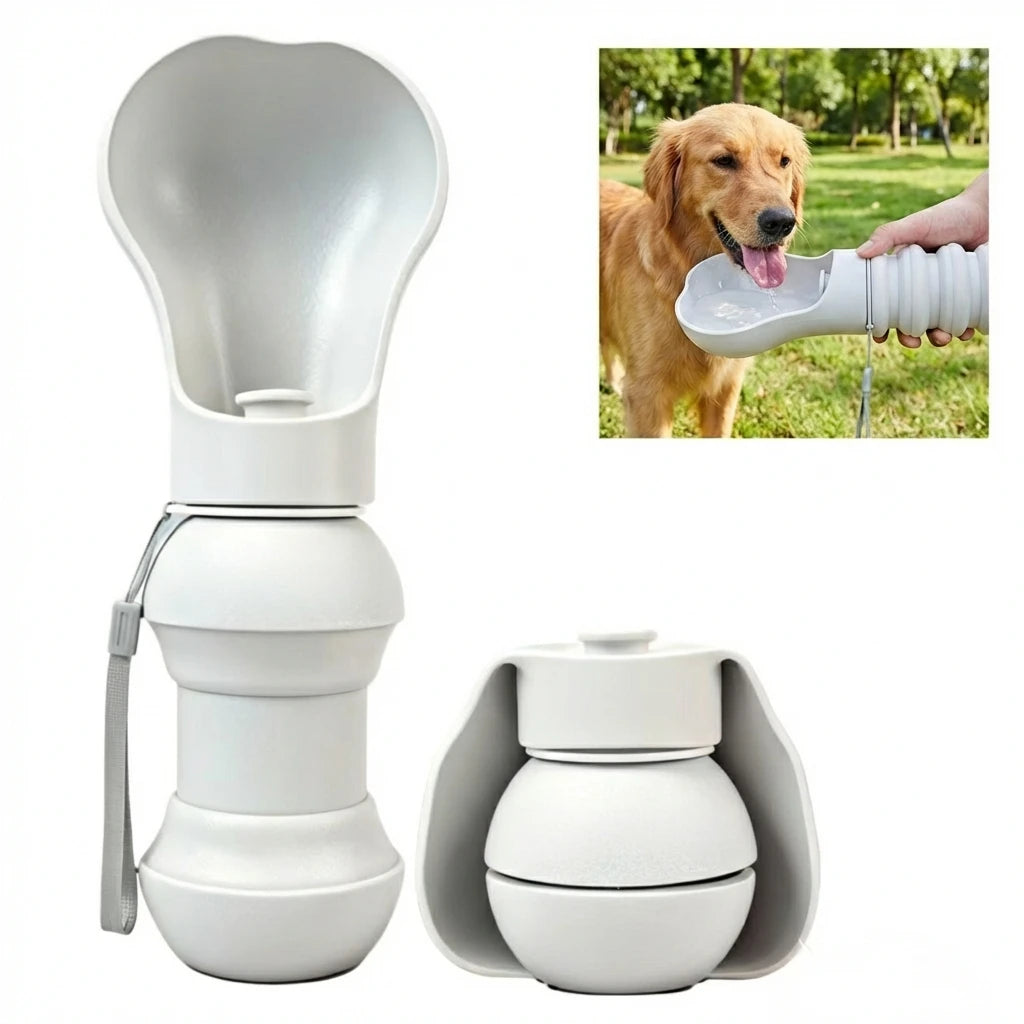 Collapsible Dog Water Bottle with Bowl, Portable Pet Travel Water Dispenser, Leak Proof Outdoor Drinking Cup for Dogs