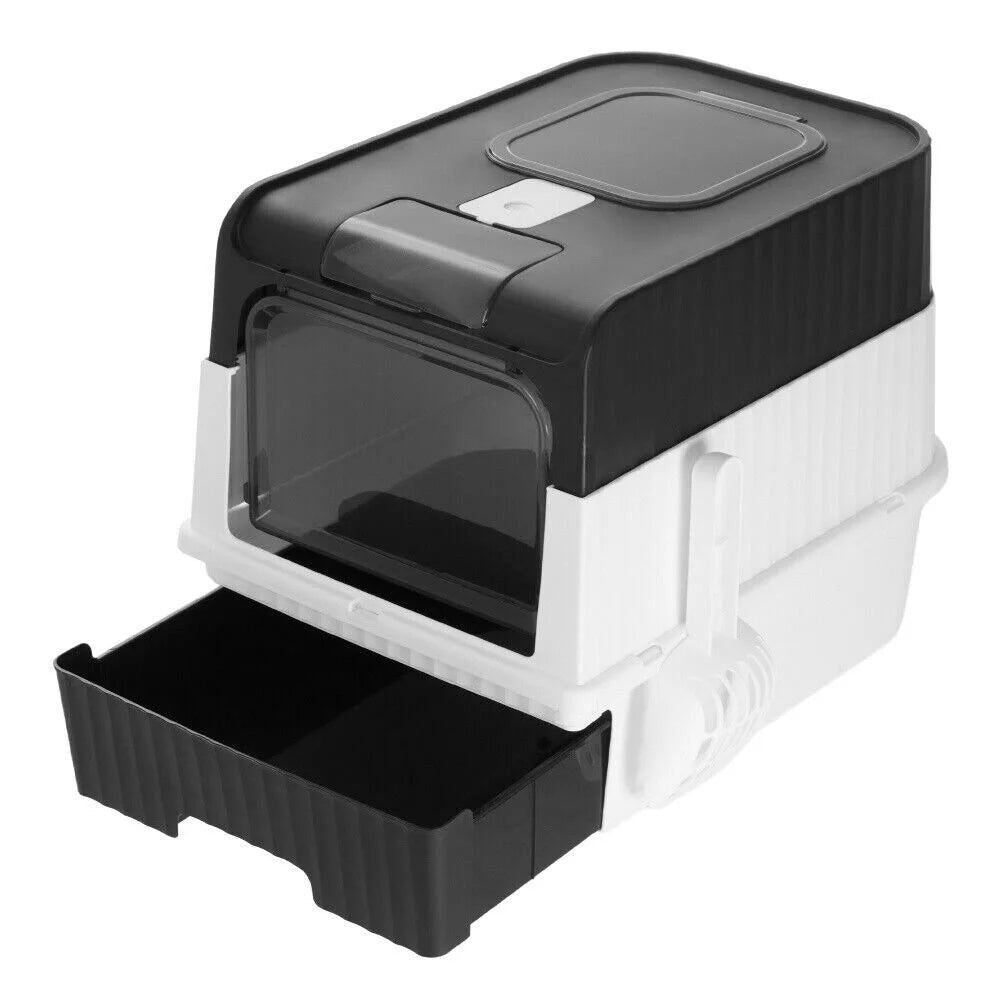 Cat Litter Box Hooded Cat Box Odor-Resistant Fully Enclosed Cat Toilet with Litter Scoop for Home Pets Supplies - PrimeNest