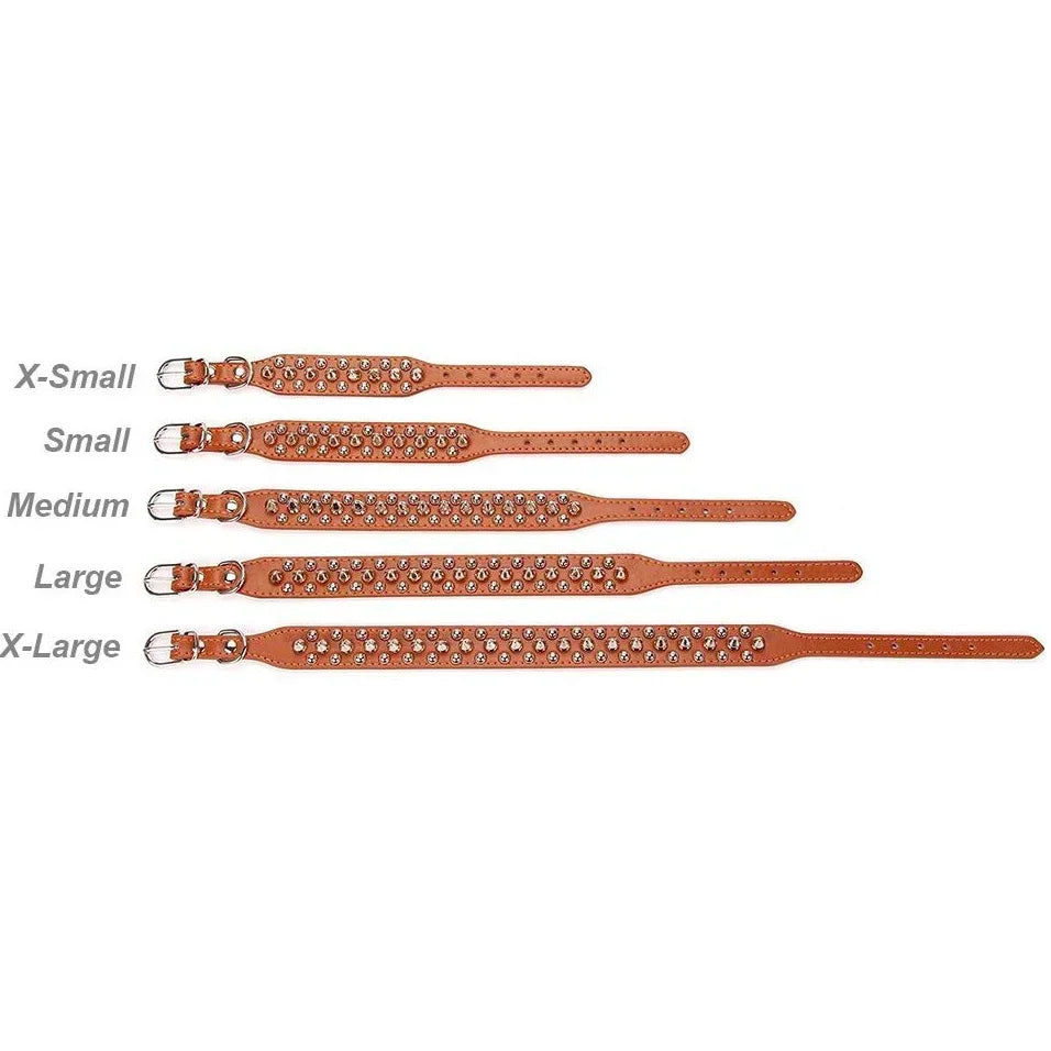 Adjustable Leather Pet Dog collar Neck Strap Supplies PU Leather Punk Rivet Spiked Dog Collar Pet Collars For Small Dog Cat - PrimeNest