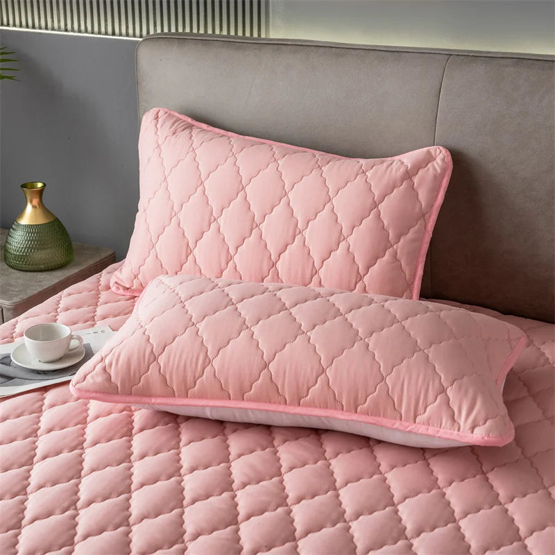Brushed Cotton Padded Waterproof Pillowcase - Single Piece / 2-Piece Set Soft Breathable Pillow Cover for Bedroom Bed