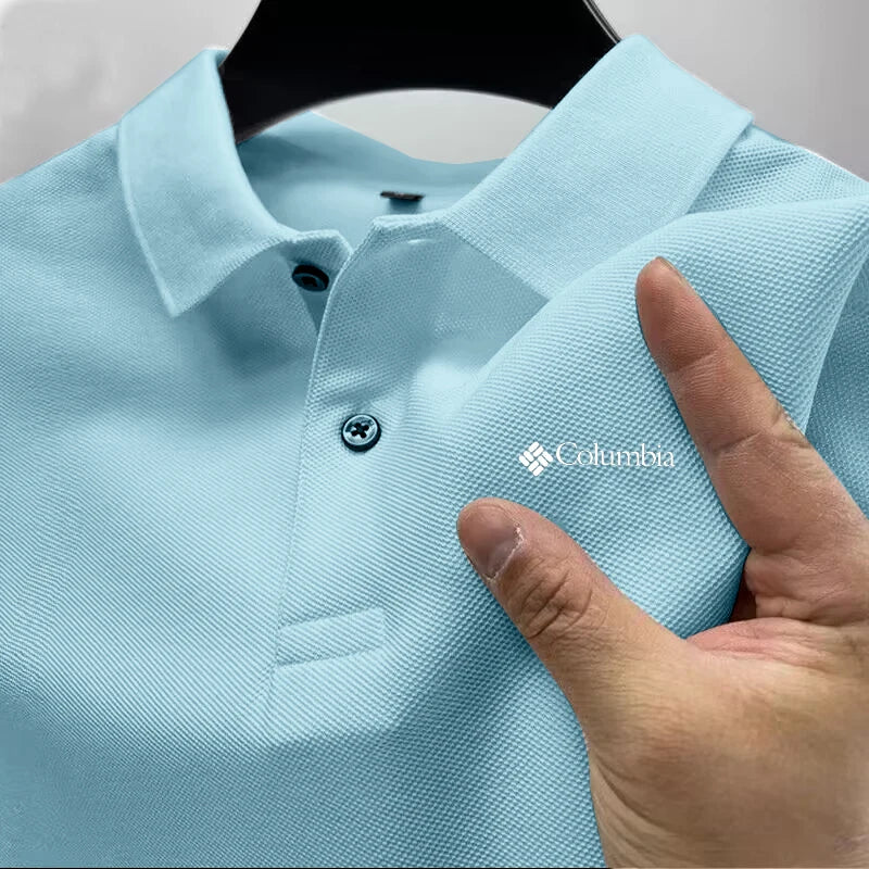 2026 Summer Must-Have Comfortable Men's Golf Shirt, Solid Color, Stylish Casual Button-Down Business Style Men's Polo Shirt