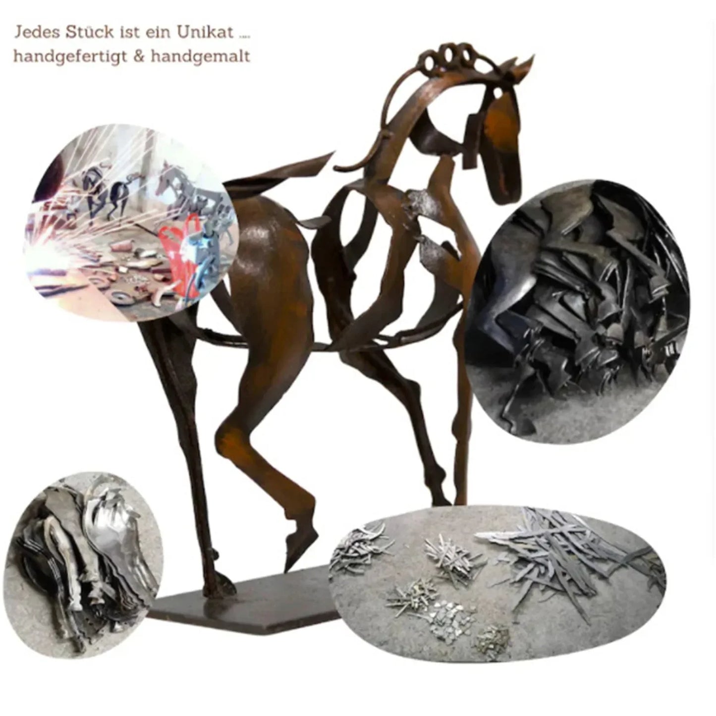 Abstract Horse Sculpture with String Lights