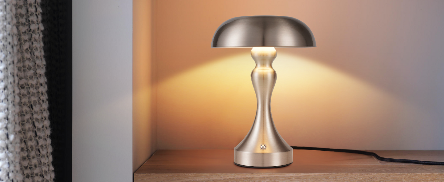 Table lamp, wireless battery-powered bedside lamp, LED table lamp, touch‑dimmable, retro vintage lamp with USB rechargeable nickel battery, table lamps for windowsill, living room, bedroom