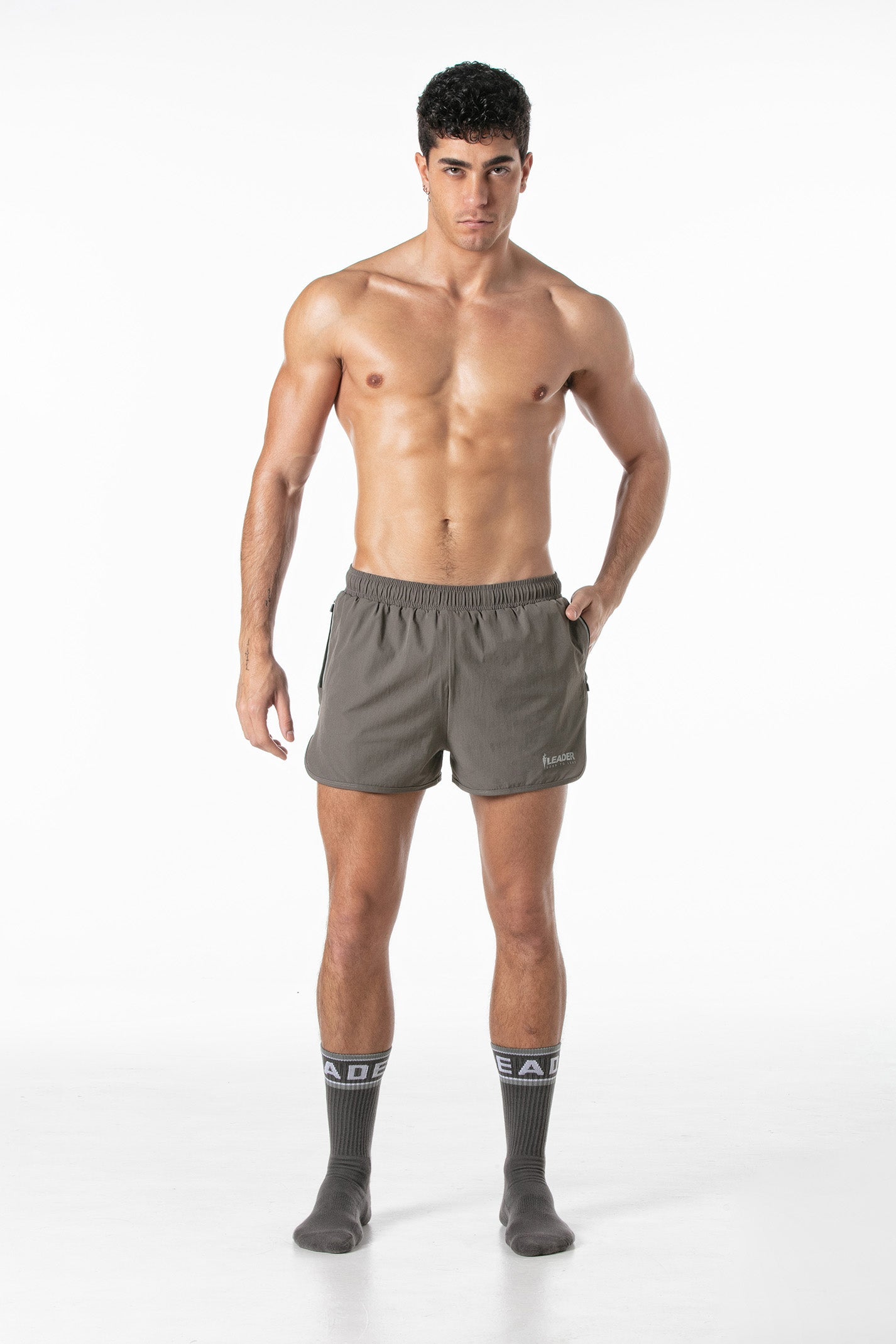 Sports Gym Shorts Taupe-2