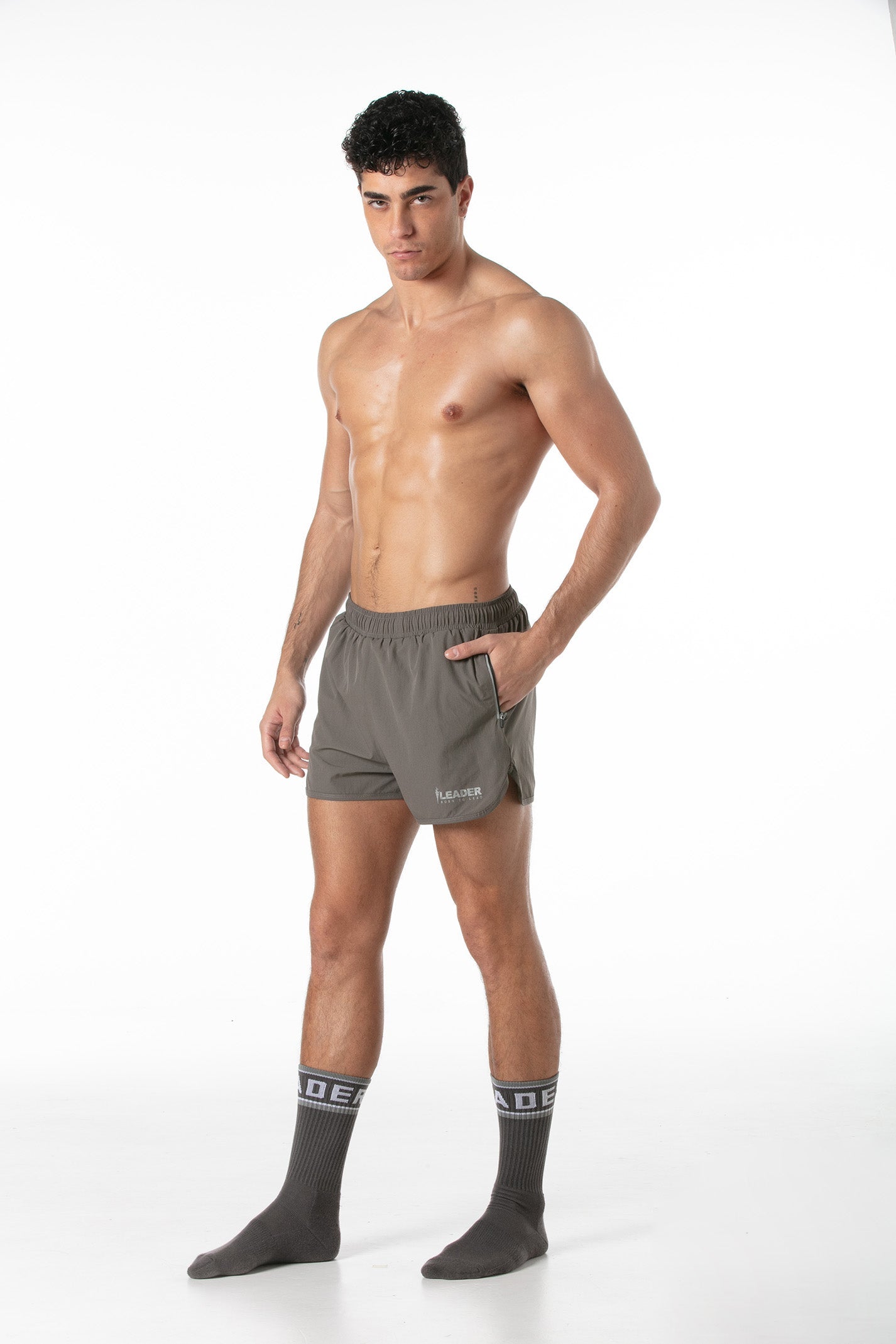 Sports Gym Shorts Taupe-3