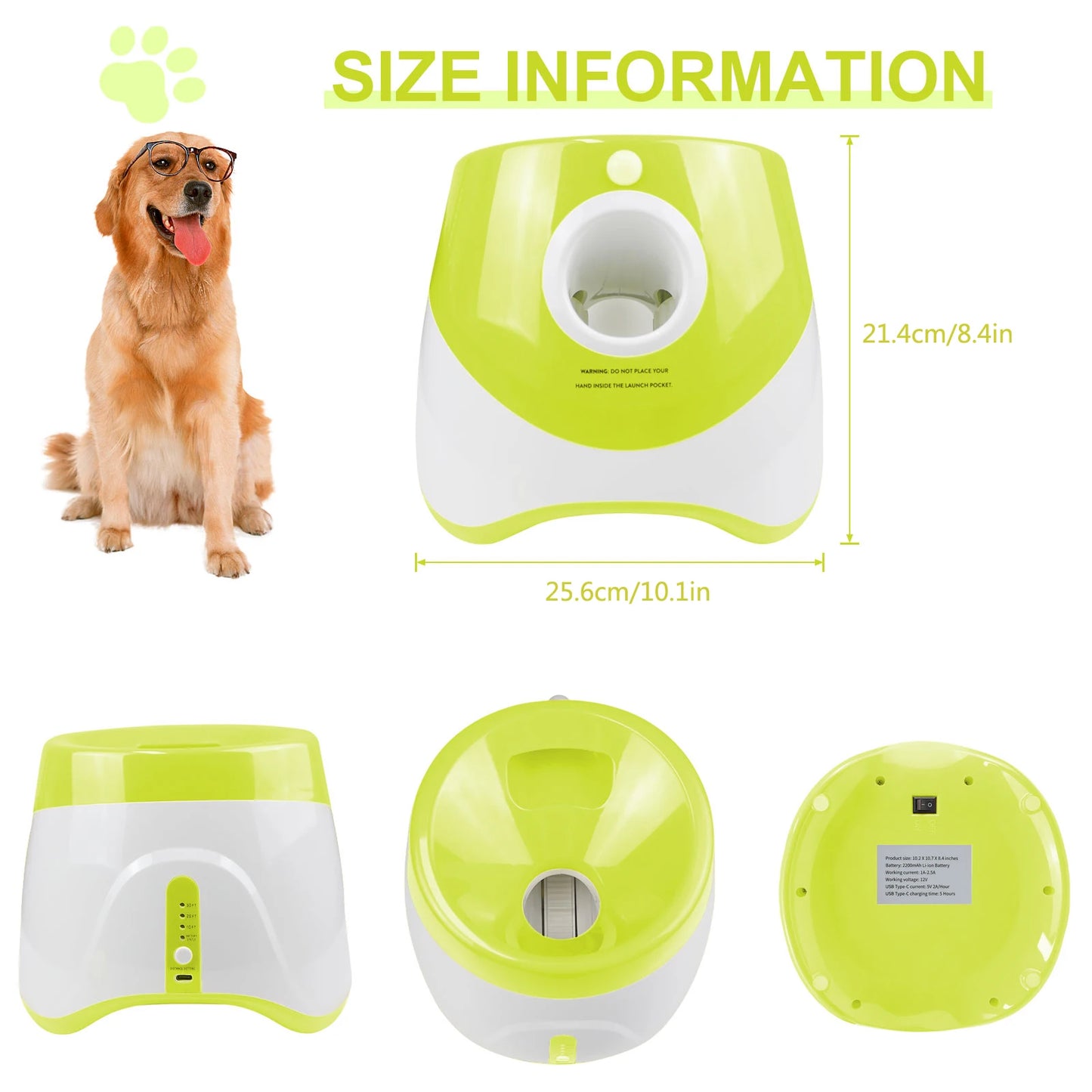 Automatic Dog Ball Launcher Toys for Small Dogs Rechargeable Tennis Ball Thrower 3 Distances, Interactive Pet Fetch Toy for Play