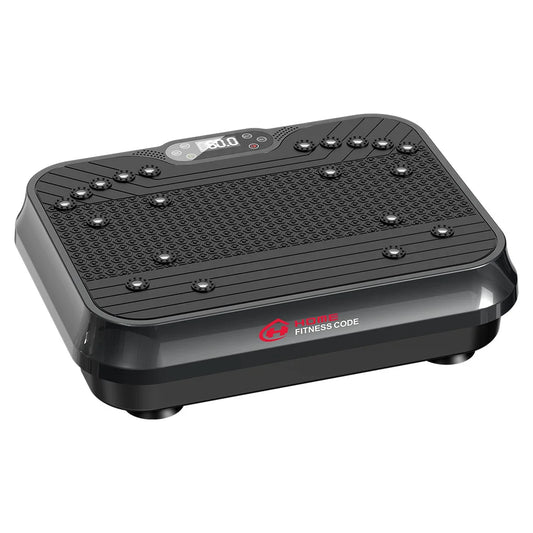 Black vibration plate with textured platform and top control buttons