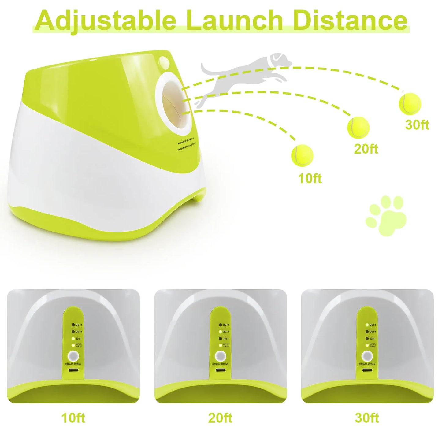 Automatic Dog Ball Launcher Toys for Small Dogs Rechargeable Tennis Ball Thrower 3 Distances, Interactive Pet Fetch Toy for Play