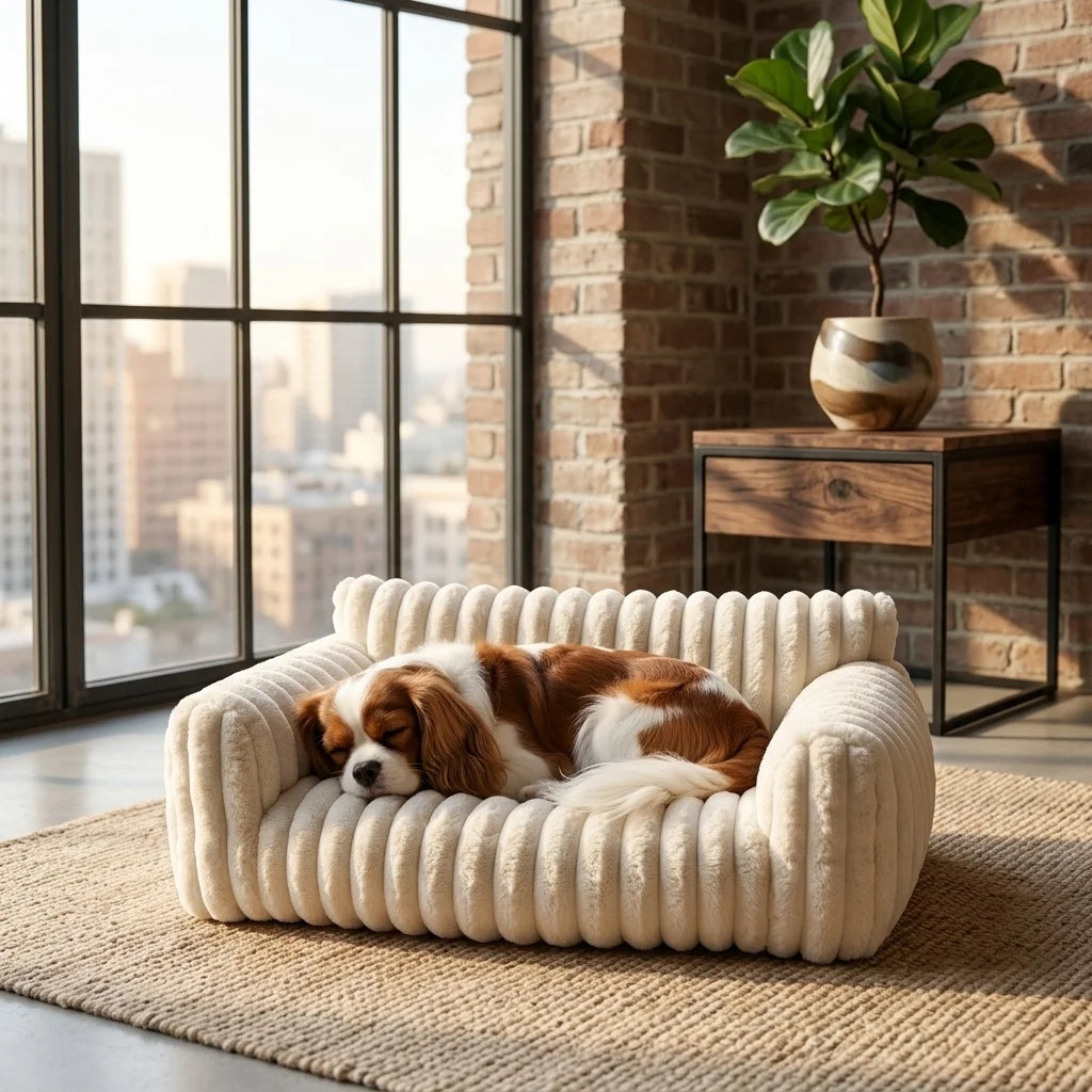 Premium Soft Corduroy Fleece Pet Couch Bed Sofa for Dogs and Cats Best Quality Comfortable Indoor Pet Chair with Supportive Back - PrimeNest