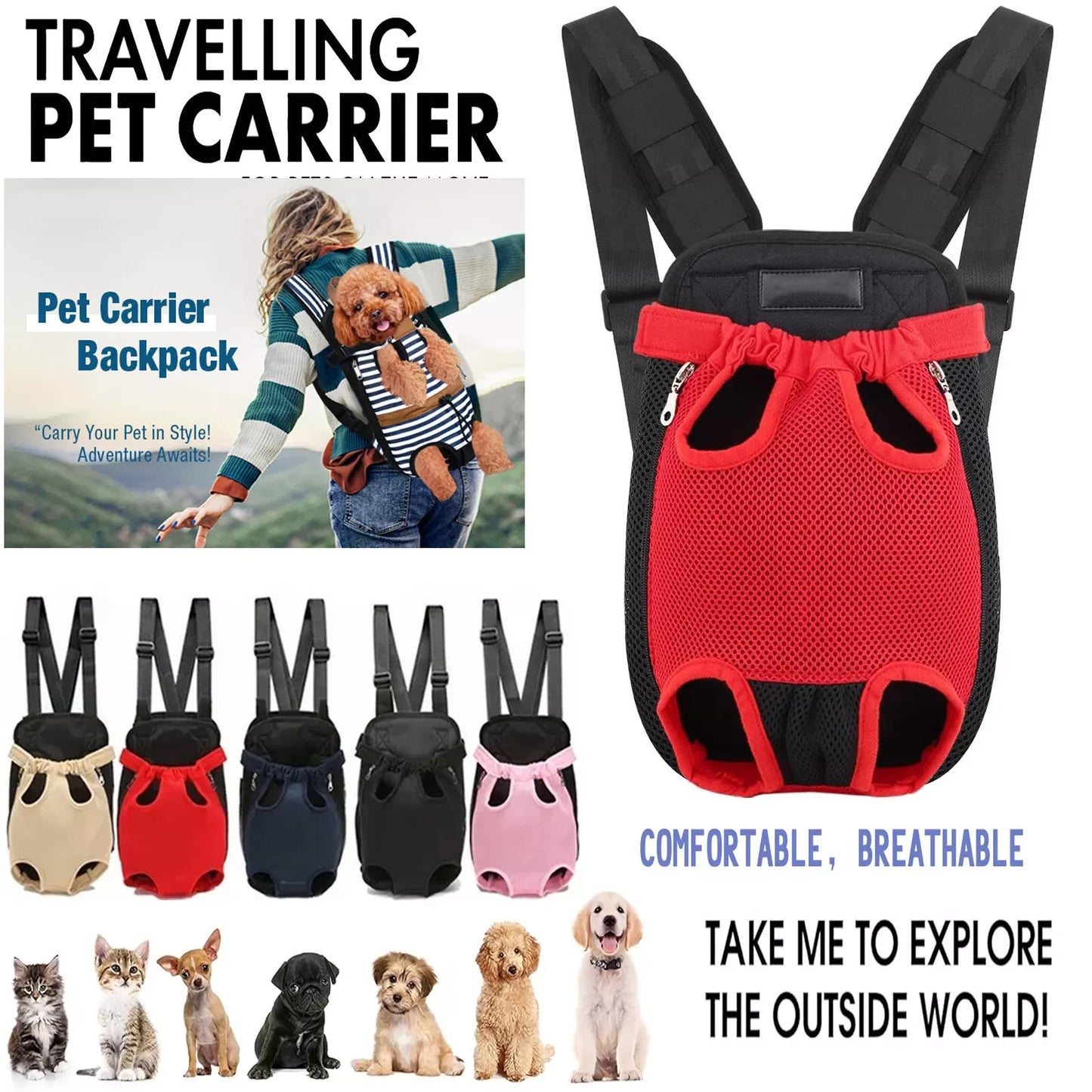 Front & Back Pet Carrier Backpack