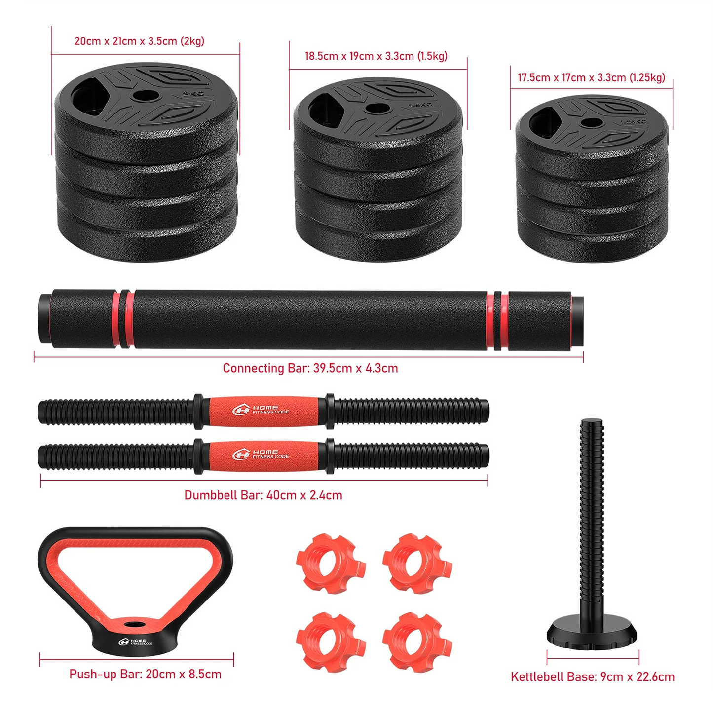 Adjustable 20kg Dumbbell & Barbell Set