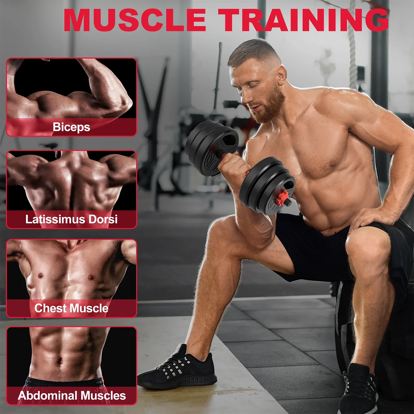 Adjustable 20kg Dumbbell & Barbell Set