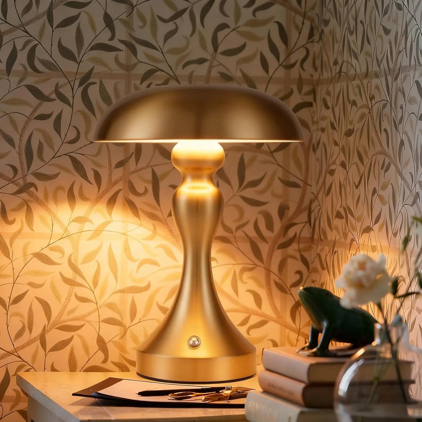 Table lamp, wireless battery-powered bedside lamp, LED table lamp, touch‑dimmable, retro vintage lamp with USB rechargeable nickel battery, table lamps for windowsill, living room, bedroom