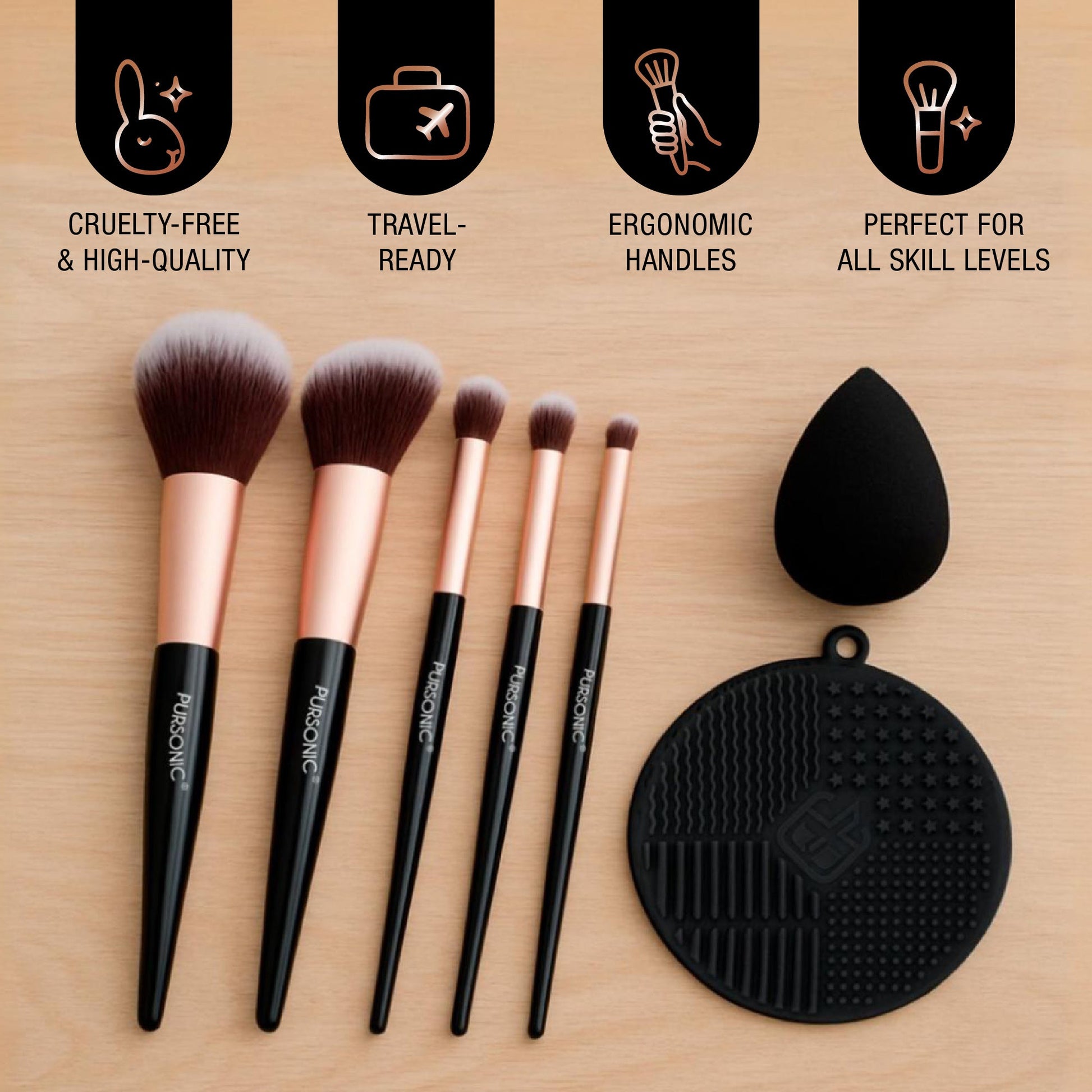 All-In-One Beauty & Wellness Travel Bundle – Pursonic Sonic Toothbrush, Painless Shaver & Glam Brush Set-2