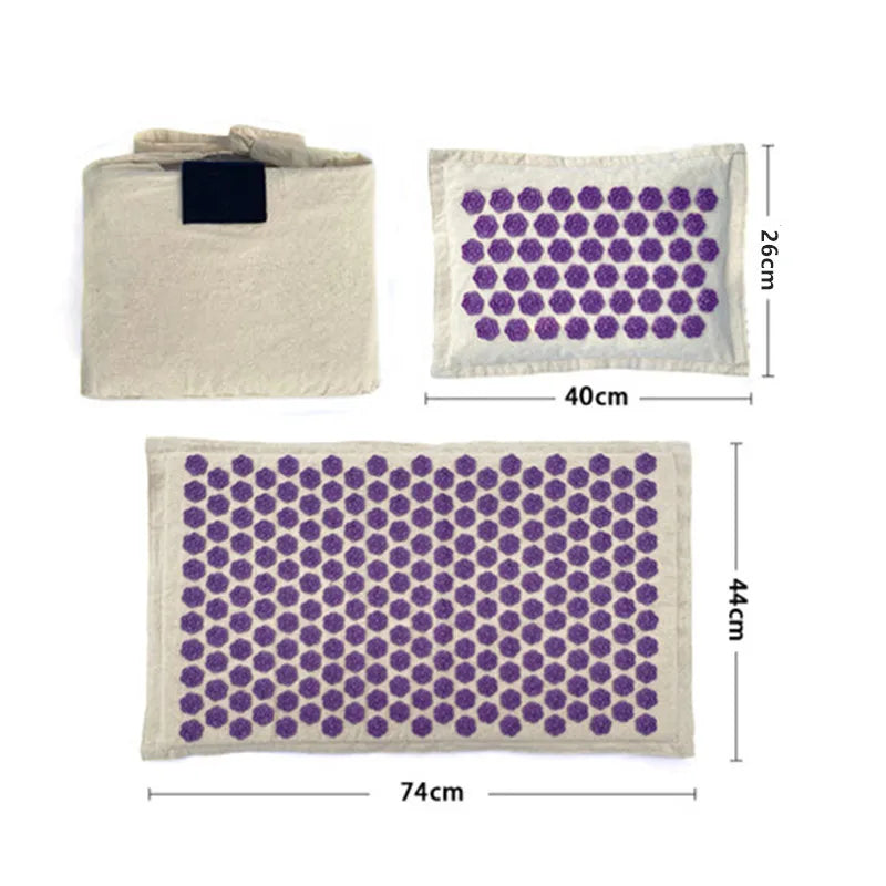 Spike Mat Acupressure Mat, Massage Mat Acupuncture Pillow Set Yoga Mat Needle Relieve Back, Neck and Sciatic Pain, Relax Muscles
