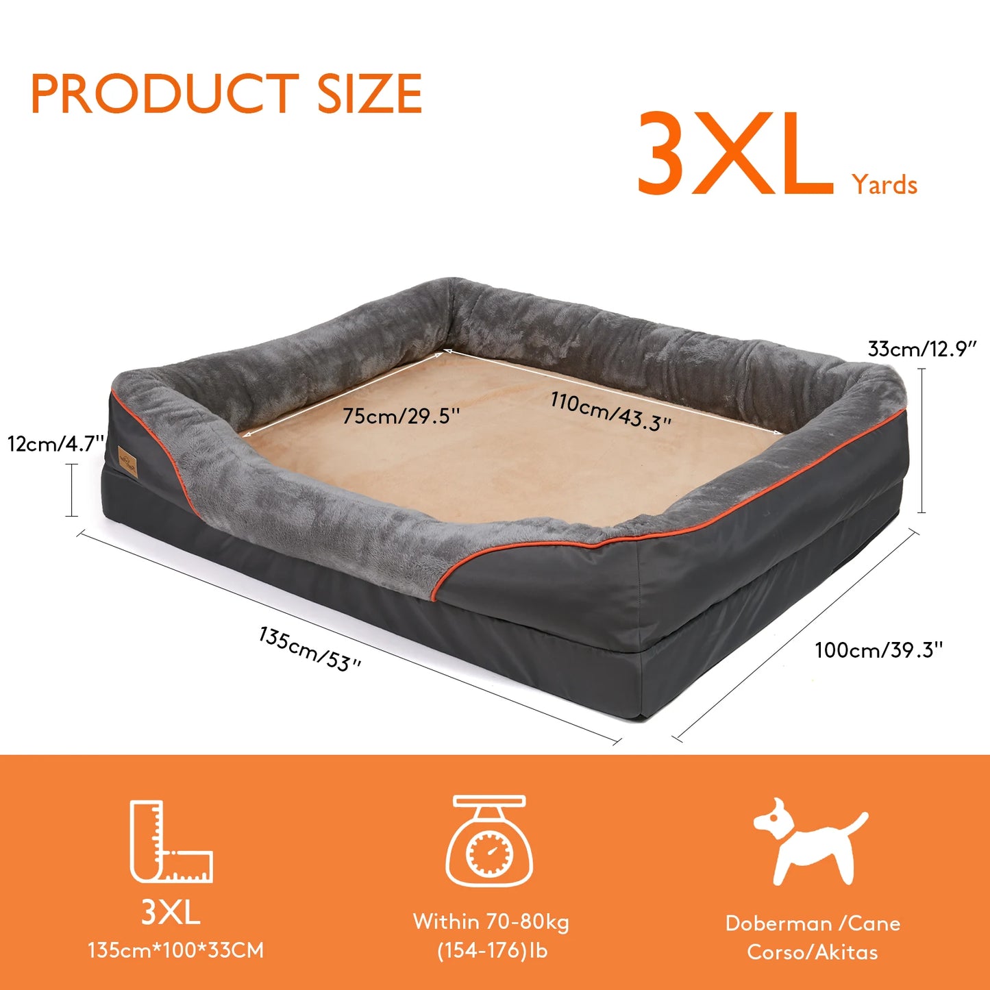 BINGOPAW Large Dog Bed with Washable Cover