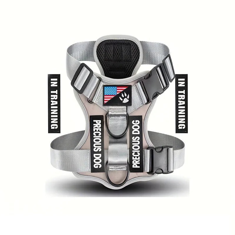 Reflective Dog Vest Harness with 5 PCS Patches Service Dog Harness Adjustable Soft Oxford Pet Harness