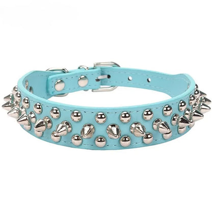 Adjustable Leather Pet Dog collar Neck Strap Supplies PU Leather Punk Rivet Spiked Dog Collar Pet Collars For Small Dog Cat - PrimeNest