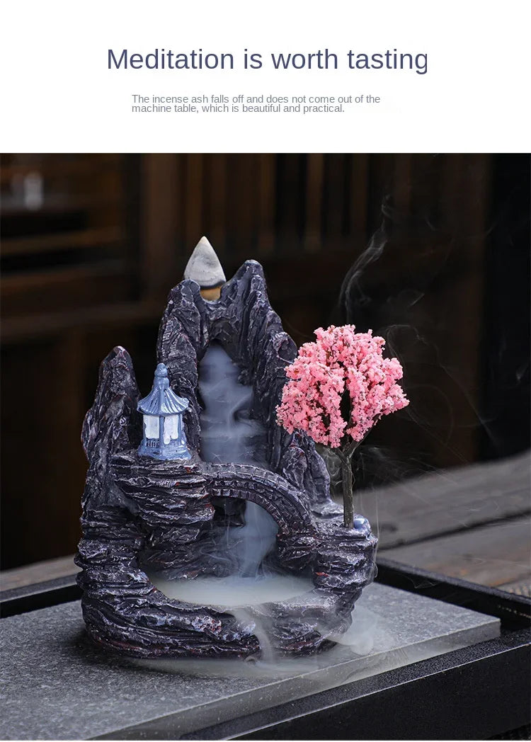 Resin Reflux Incense Burner Tower Sandalwood Decoration Home Indoor Aromatherapy Mosquito Repellent Incense Burner Ornament - PrimeNest