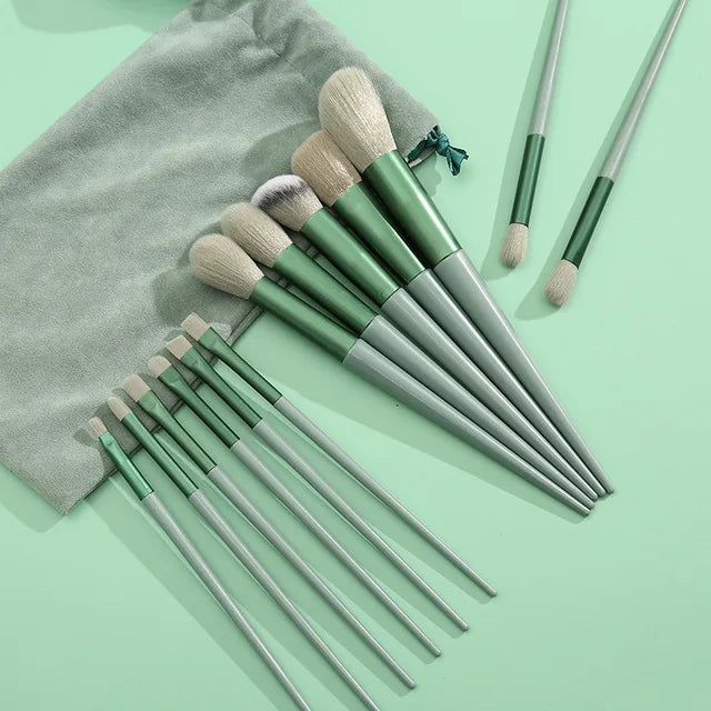 13 PCS Makeup Brushes Set Eye Shadow Foundation Women Cosmetic Brush Eyeshadow Blush Beauty Soft Make Up Tools Bag - PrimeNest