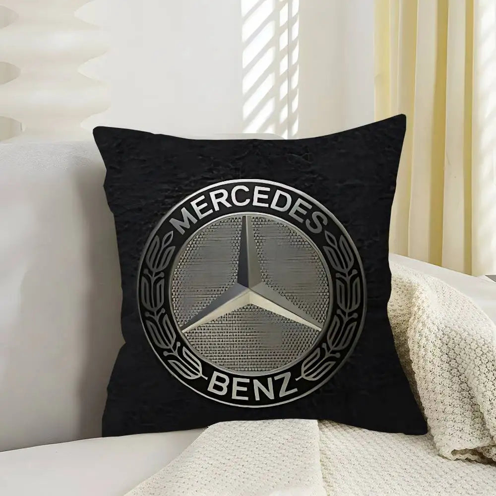 M-Mercedes-Ben-zs Logo Pillow Covers Cartoon Sofa Decorative Home Double-sided Printing Short Plush Cute Cushion Cover