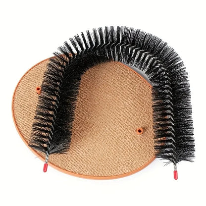 Cat Toy Arch Self Groome Pamper Feline with A Massage Grooming Rubbing Brush with Scratching Pad Toy for Cats Interactive Toys - PrimeNest
