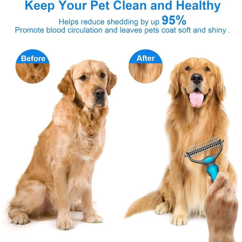 2-in-1 Pet Deshedding Brush & Knot Cutter