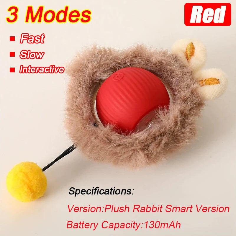 New Cat Interactive Ball Toy Automatic Rolling Ball Faux Tail Rechargeable Smart Pet Electric Toy Dog Cat Training Imitate Mouse - PrimeNest