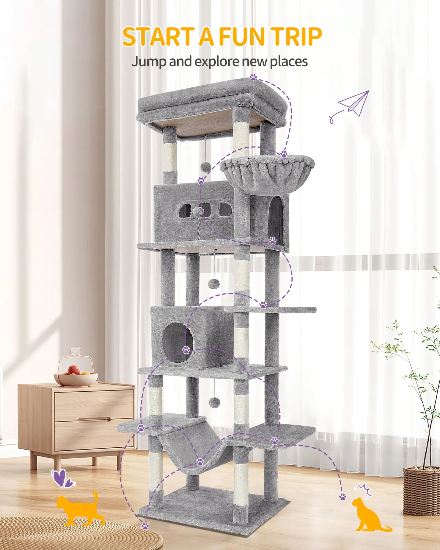 210cm XL Multi-Level Cat Tree Tower