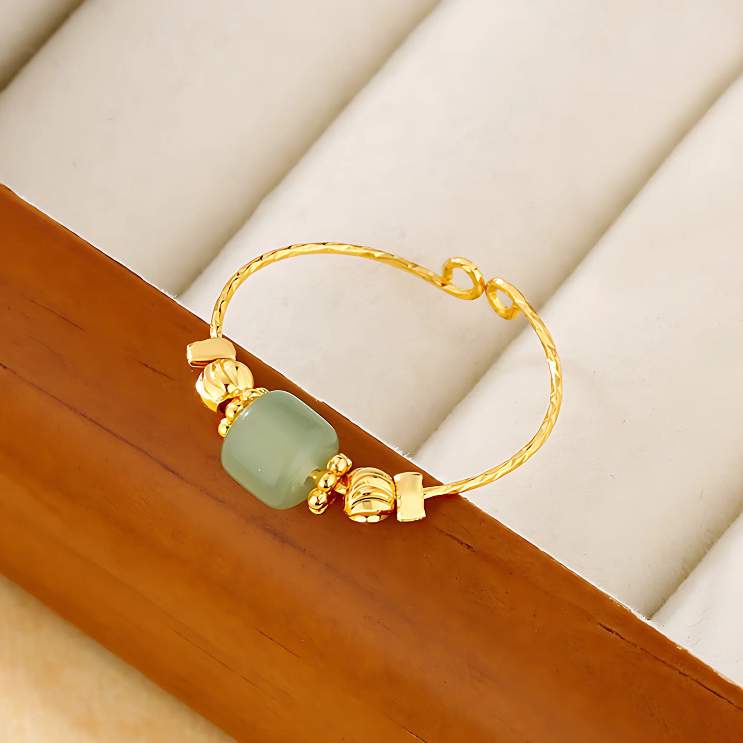 PANJBJ 925 Sterling Silver Hotan Jade Geometric Ring for Women Girl Adjustable Retro Delicate Jewelry Birthday Gift Dropshipping