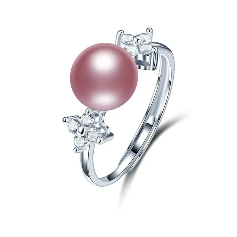 YWYC Freshwater Cultured Pearl 925 Sterling Silver Rings for Women Open Adjustable Rings Jewlery Gift Wholesale