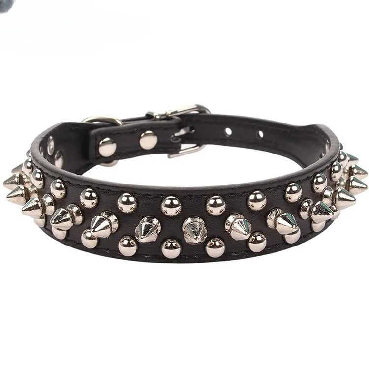 Adjustable Leather Pet Dog collar Neck Strap Supplies PU Leather Punk Rivet Spiked Dog Collar Pet Collars For Small Dog Cat - PrimeNest