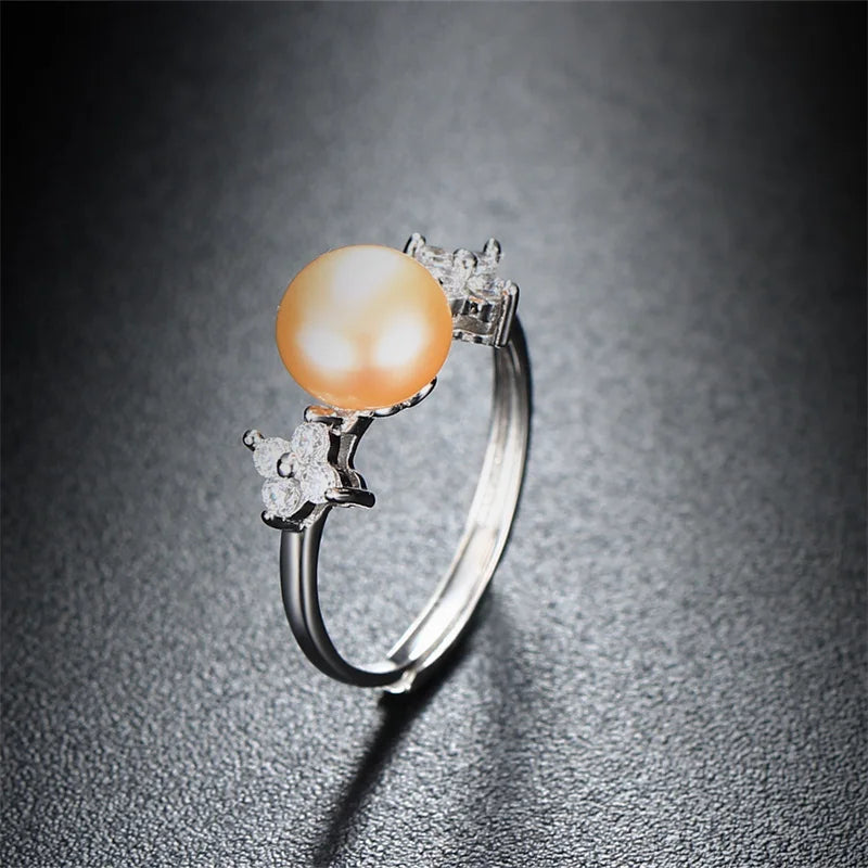 YWYC Freshwater Cultured Pearl 925 Sterling Silver Rings for Women Open Adjustable Rings Jewlery Gift Wholesale