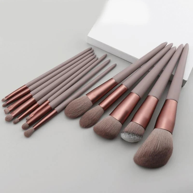 13 PCS Makeup Brushes Set Eye Shadow Foundation Women Cosmetic Brush Eyeshadow Blush Beauty Soft Make Up Tools Bag - PrimeNest
