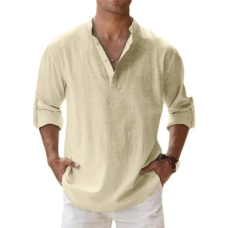 Men's Linen Henley Beach Shirt