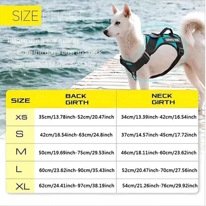 Reflective Dog Vest Harness with 5 PCS Patches Service Dog Harness Adjustable Soft Oxford Pet Harness