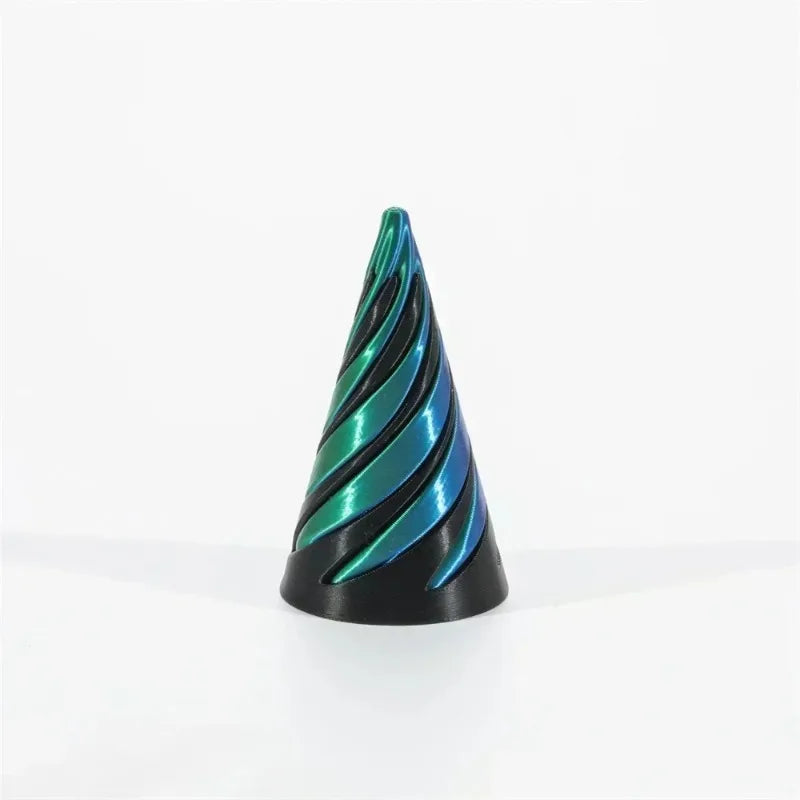 3D Printed Spiral Cone Pyramid Passthrough Sculpture Pass Through Pyramid Toy Mini Vortex Thread illusion Cone Spiral Ornament - PrimeNest